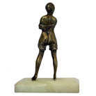 6" Tall Art Deco Nude Female Flapper Bronze Sculpture on Green Onyx Base