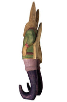Rare Arthur Court Handcarved Folkart Rabbit Wall Hook Coat Holder