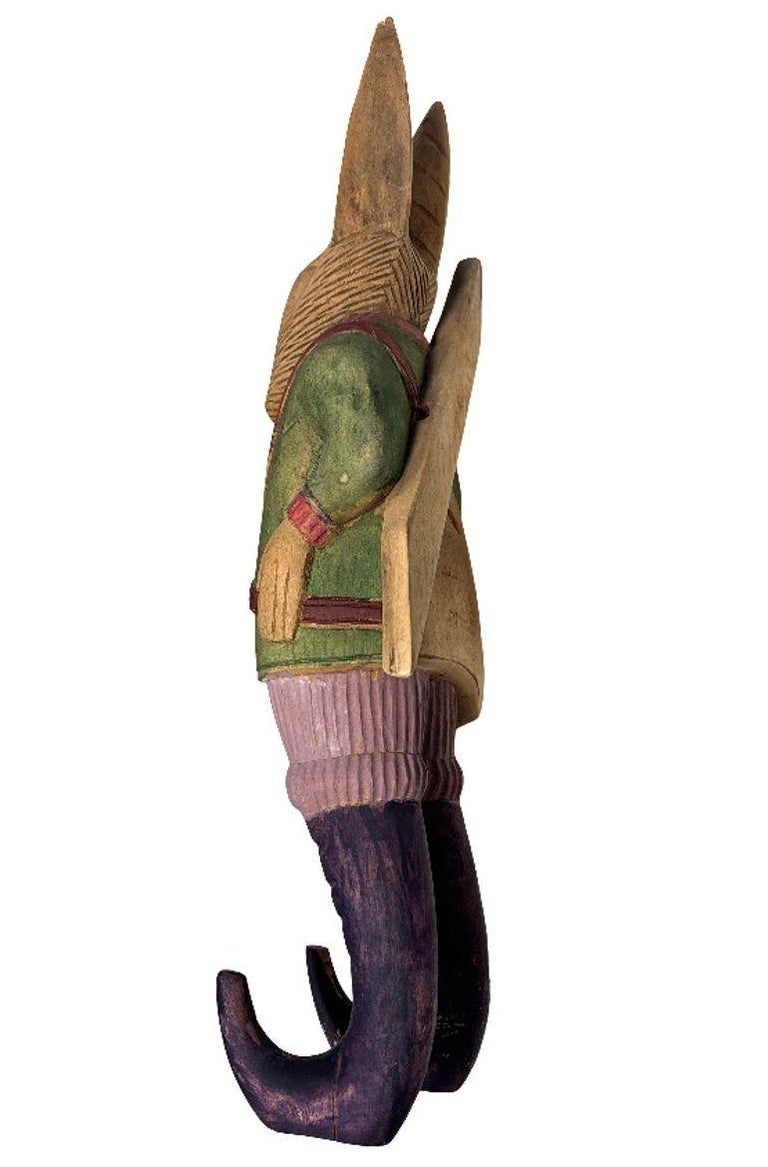 Rare Arthur Court Handcarved Folkart Rabbit Wall Hook Coat Holder