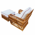 Art Deco Presidents Stick Reed Rattan Nantucket Lounge Armchair & Ottoman Set