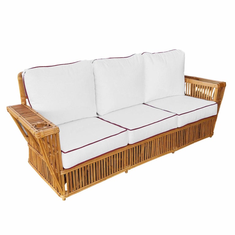 Deco Style "Presidents" Stick Reed Rattan Nantucket Sofa/Lounge Living Room Set