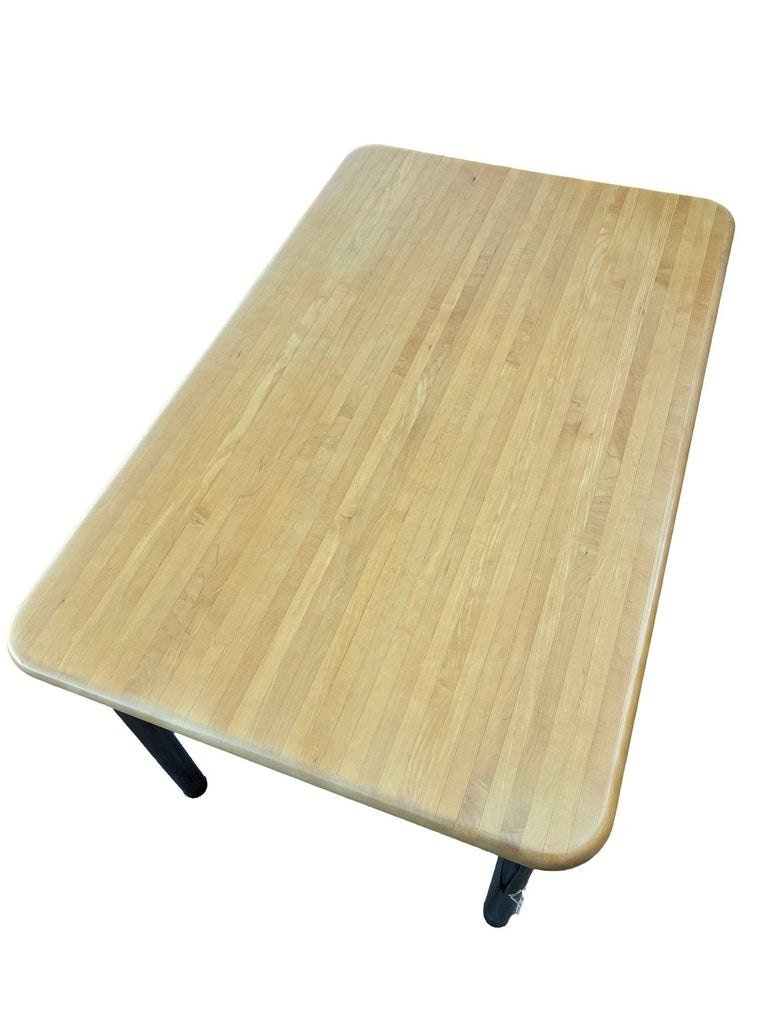 Marcel Breuer Style Mid-Century Blonde Wood & Chrome Dining Table