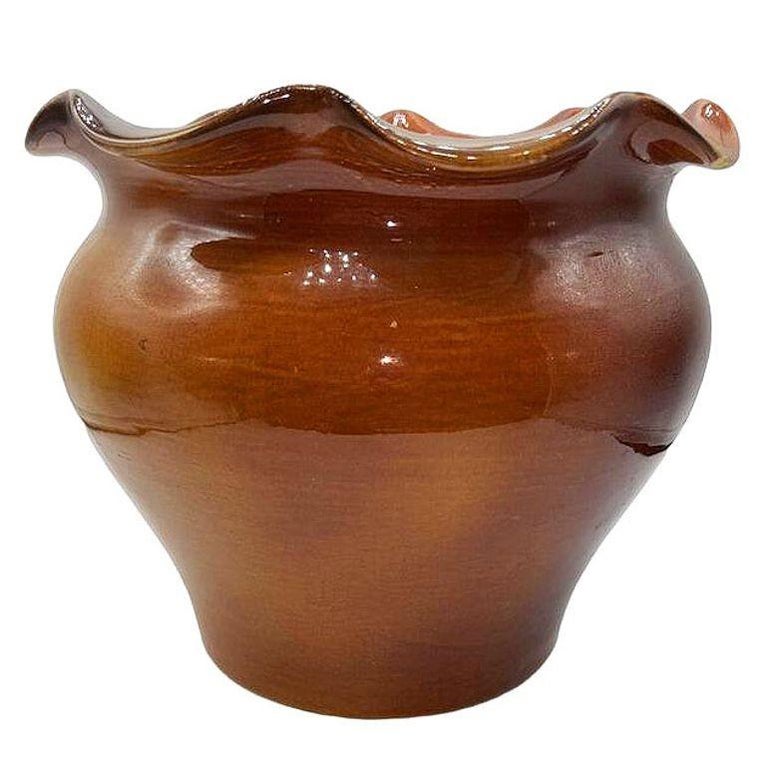 Late Victorian American Art Pottery Floral Louwelsa Jardinière Planter by Weller