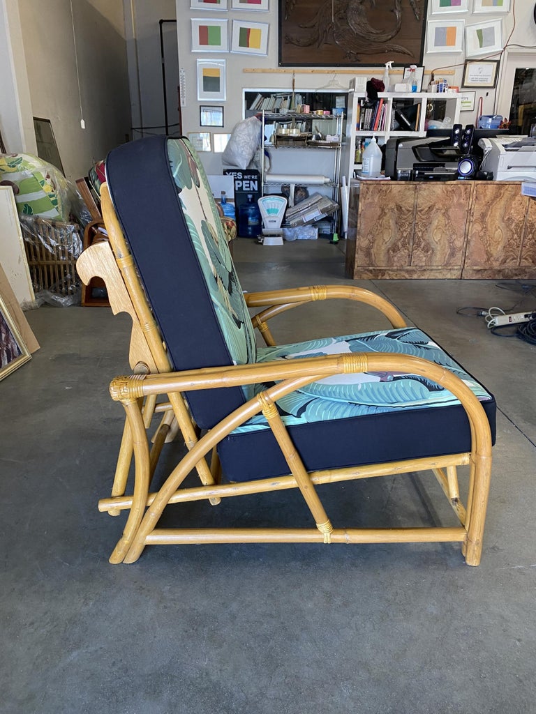Restored Two-Strand "40s Transition" Adjustable Rattan Lounge Chair