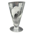 Mid-century Dorothy Thorpe Style Footed Tumbler w/ Etched Tropical Lilies, Pair