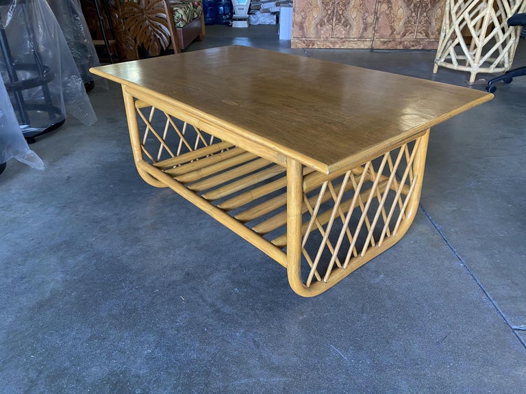 Large Rectangle Rattan Coffee Table with Diamond Link Side