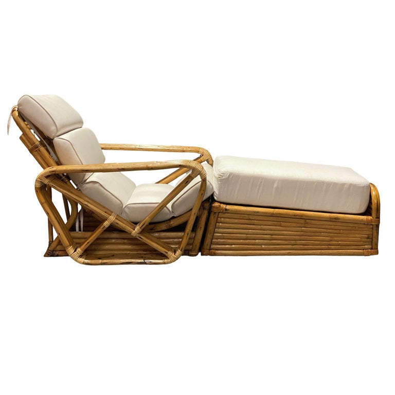 Restored Historic Paul T.Frankl Hand Made 5- Strand Square Pretzel Rattan Lounge