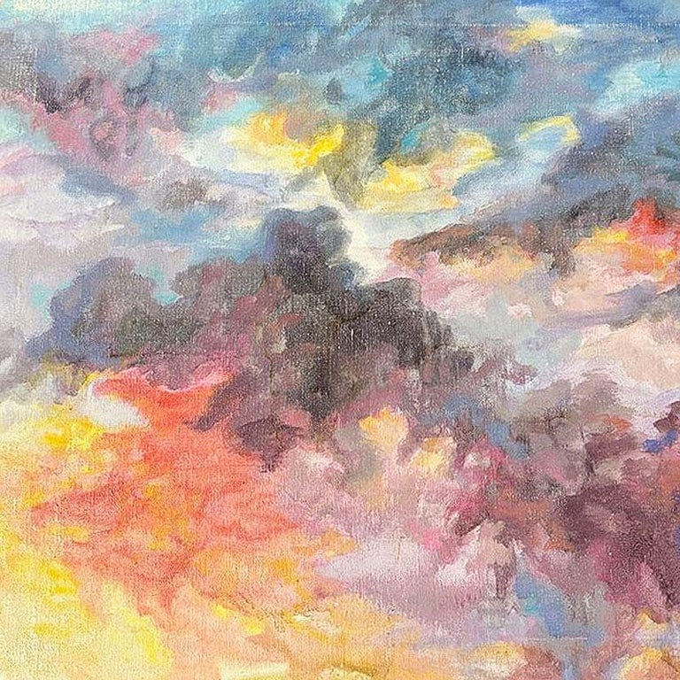 Impressionist Sunset in the Sky Oil on Canvas Cloudscape Painting