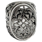 925 Sterling Scrollwork Tang Grass Pattern Victorian Statement Ring Size 10
