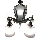 Art Deco Slat Glass Hanging Light Chandelier With Geometric Details