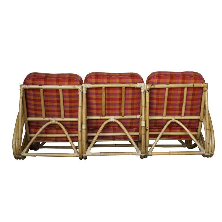 Restored Three-Strand "S-Arm" Rattan Living Room Set