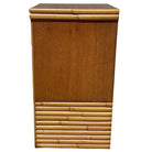 Restored Mid-century Single Drawer Stacked Rattan & Koa Wood Bedside Table