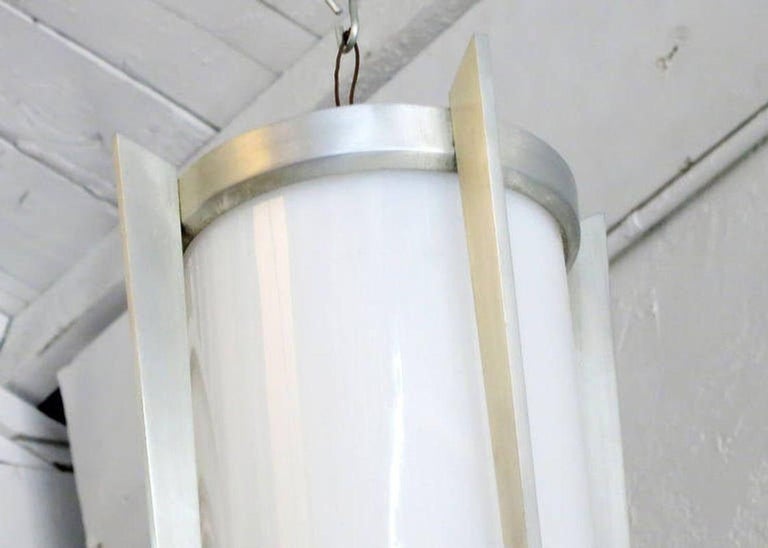 Mid-Century Aluminum Cylinder Hanging Lamp Pair, circa 1960
