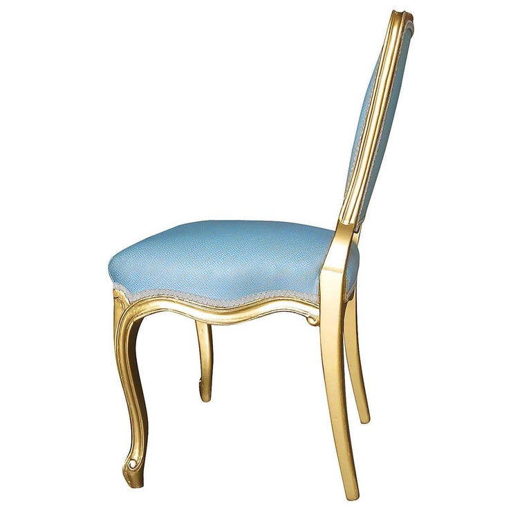 1950 Louis XVI-Style Hollywood Regency Gold Giltwood Dining Chairs, Set of 24