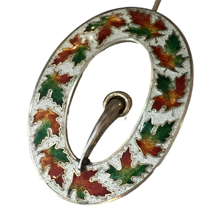 Sterling Enamelware Belt Buckle Brooch, circa 1904