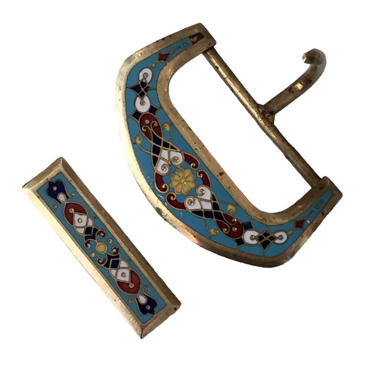 Bronze Enamelware Belt Buckle, circa 1910