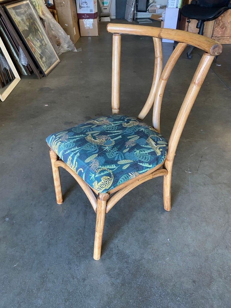 Restored Midcentury Rattan Dining Side Chair with Hourglass Back, Pair