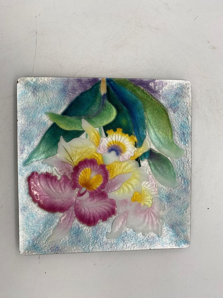 Bonne Couleur Electroforming Cloisonne Tropical Floral Plate