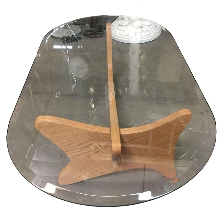 Mid-Century Modern Noguchi Style Oval Glass Coffee Table