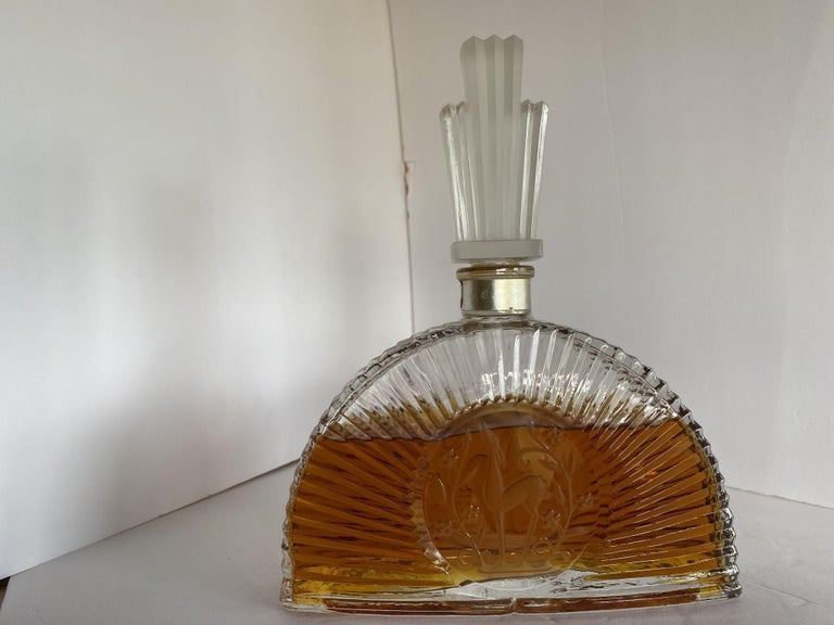 Art Deco Stepped Art Glass Perfume Bottle W/ Deer Motif