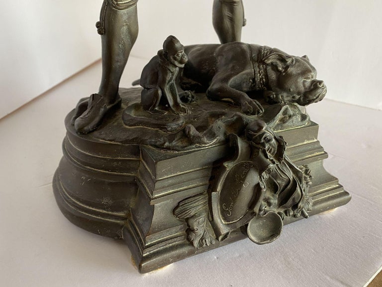 Victorian Bronze Jester Sculpture by After Alfred Barye, France 1860