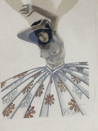 Post War Tropical Nude Color Pencil Drawling Signed Schultz