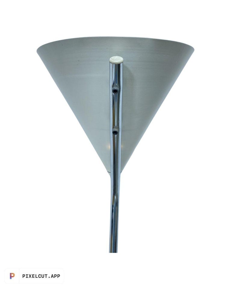 1950's Mid Century Modern White and Chrome Floor Lamp Torchiere