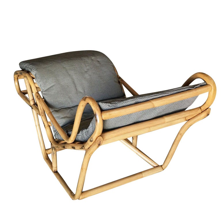 Restored Single-Strand Two-Position Rattan Chaise Lounge