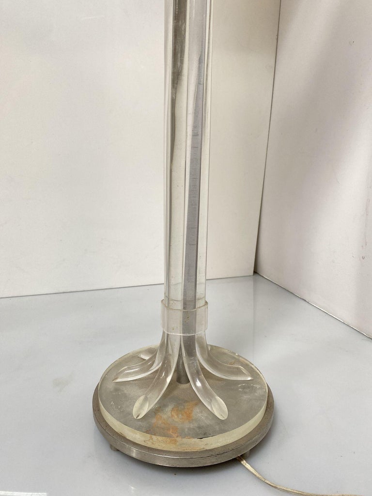 Hollywood Regency Lucite and Chrome Floor Lamp