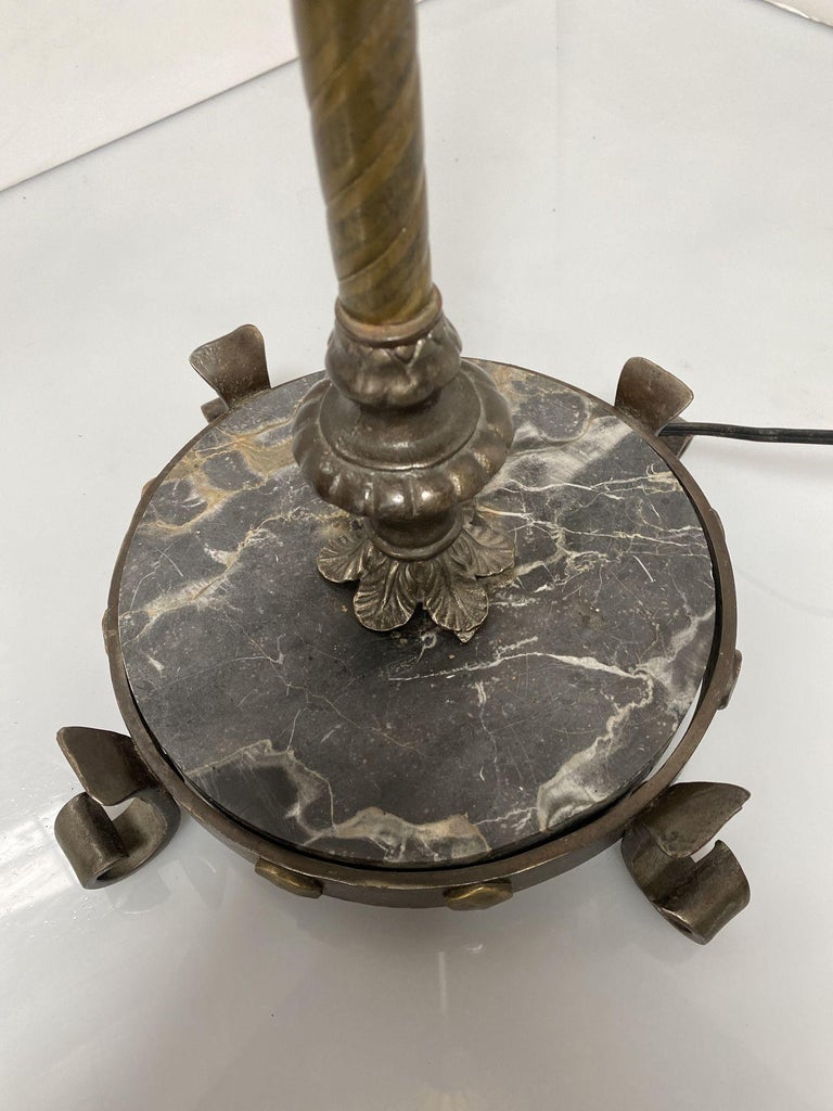 Brass & Marble Empire Iron Marble Floor Lamp w/ Beaded Shade