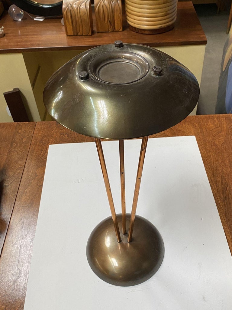 High Style Machine Age Bronze and Copper Art Deco Ashtray