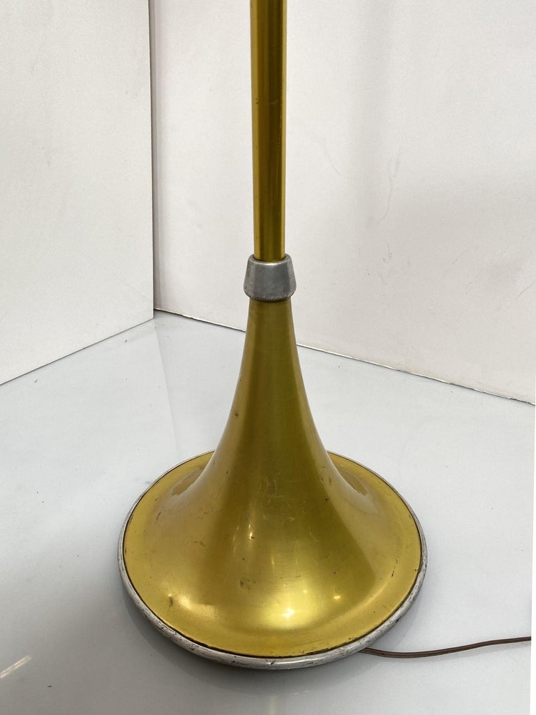 Art Deco Anodized Gold-Tone Spun Aluminum Torchiere Floor Lamp