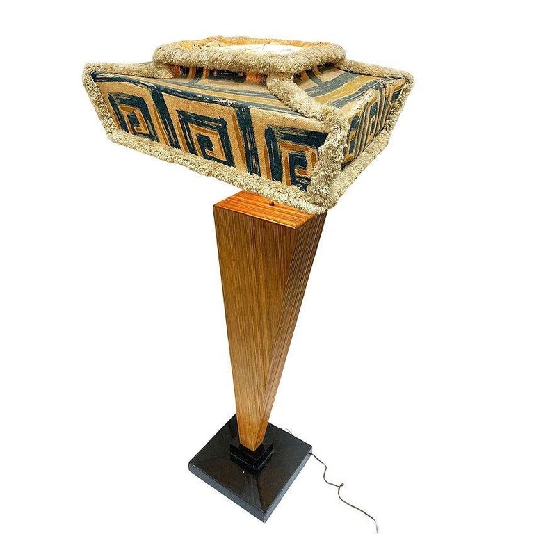 Mid-century Sculptural Combed Wood Floor Lamp in the Style of Paul Frankl