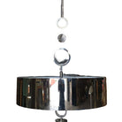 Chrome Drum Chandelier with Frosted Glass Shade