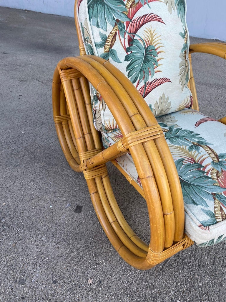 Rare 3-Strand Child Size Round Full Pretzel Rattan Sofa & Lounge Chair Set