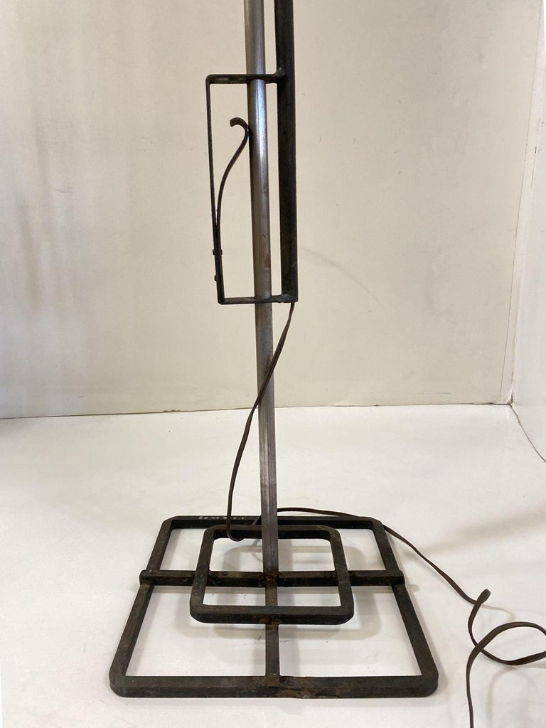 Late Mission Wrought Iron Adjustable Floor Lamp w/ Shade