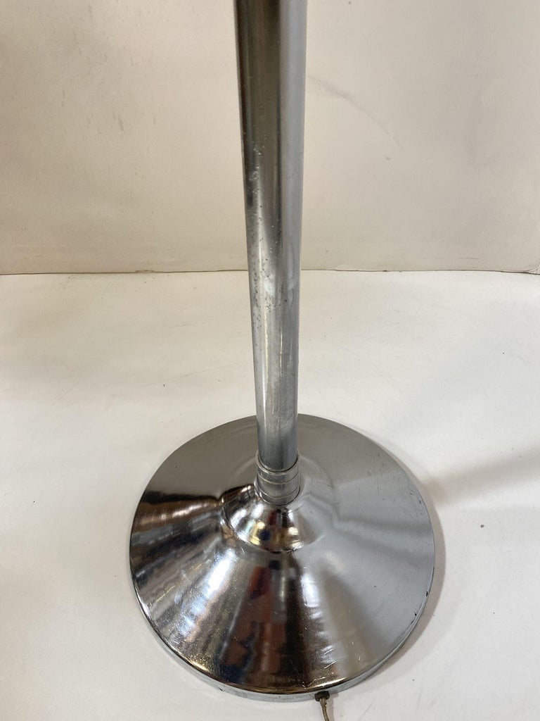 Streamline Chrome Steel Floor Lamp w/ Buttress Braced Saucer Shape