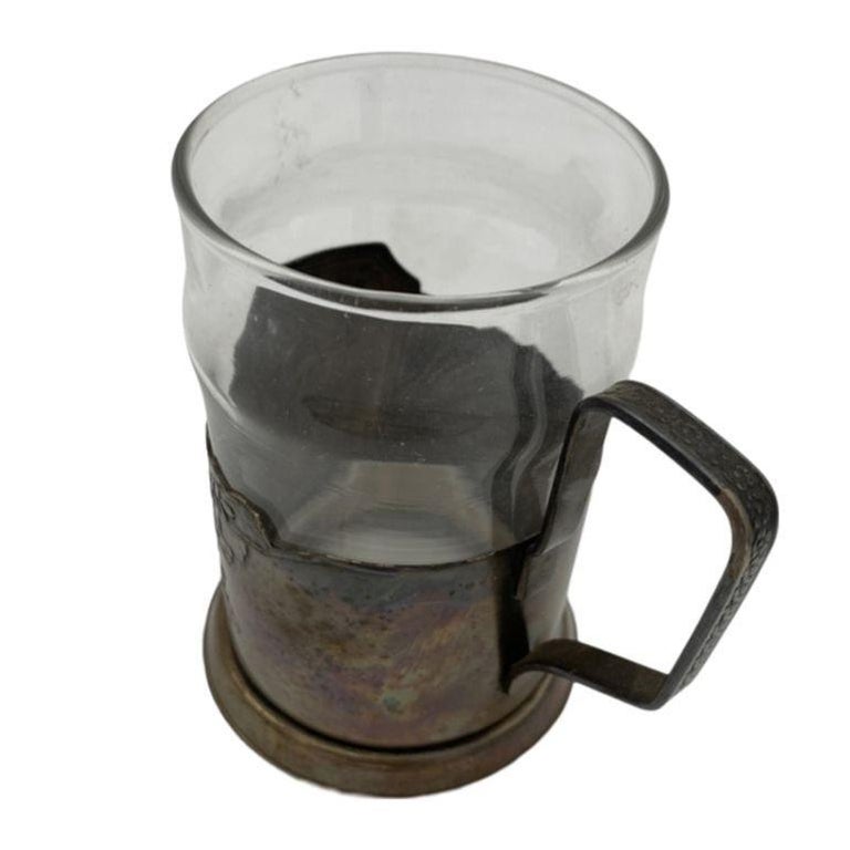 Art Deco "Age of Progress" Silver Plate and Glass Beer Mug
