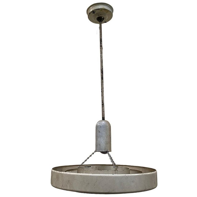 Mid-Century "Saturn" Ceiling Steel 19" Pendant by Kurt Versen, 22 Available