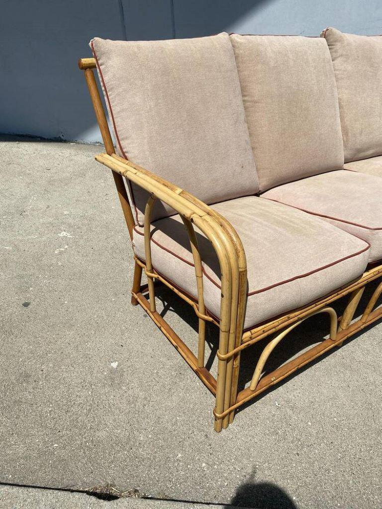 Restored "1949er" Rattan Lounge Chair & Sofa Livingroom Set