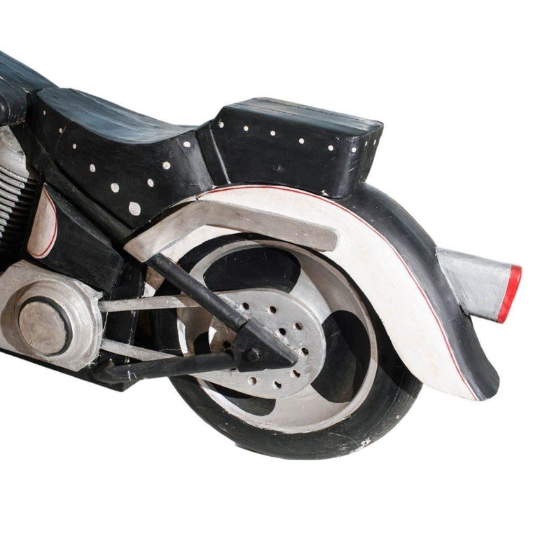 Vintage Life-Sized Folk Art Harley Davidson Motorcycle Sculpture