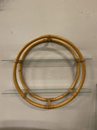 Restored Circular Rattan Wall "Skeleton" Shelf W/ Glass Tiers