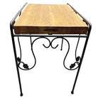 Wrought Iron Scrolling Ivy Wire Patio Wire Side Table w/ Butcher Block Top