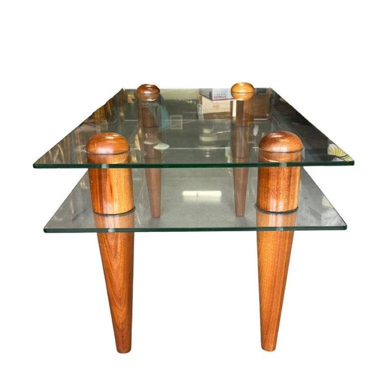 Gilbert Rohde Floating Glass Walnut Coffee Table