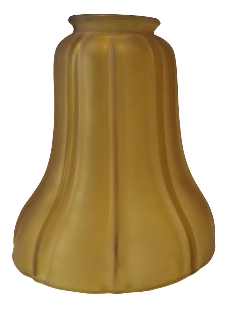 2" Amber Frosted Fluted Art Nouvea Style Bell Shade, Pair