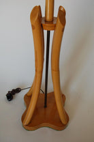 Restored Hourglass Rattan & Mahogany Lamp, Pair