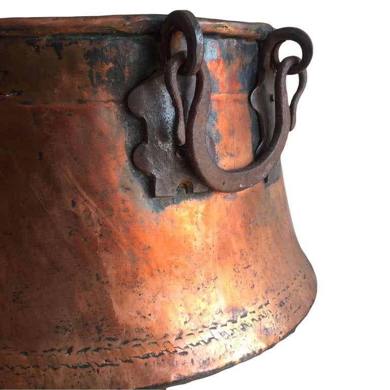Late Victorian Hand-Hammered Copper Cauldron Pot
