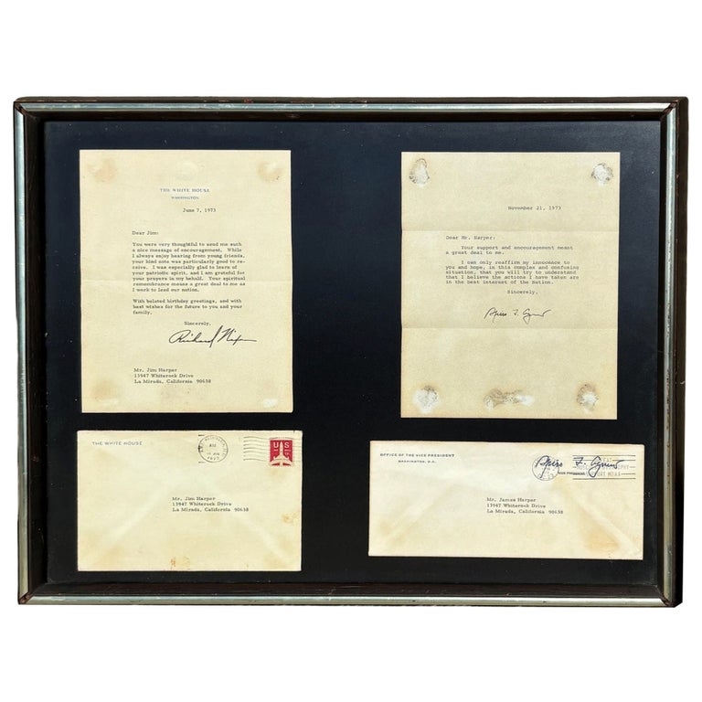 Framed Richard Nixon & Spiro Agnew Watergate Letters 1973