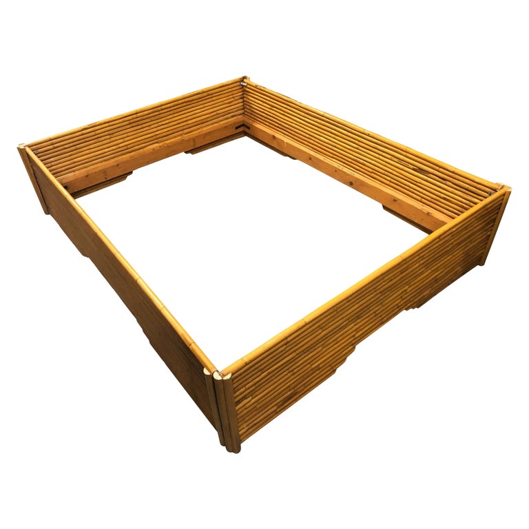 Restored Mid-Century Stacked Rattan Bed Full Sized Bed Frame