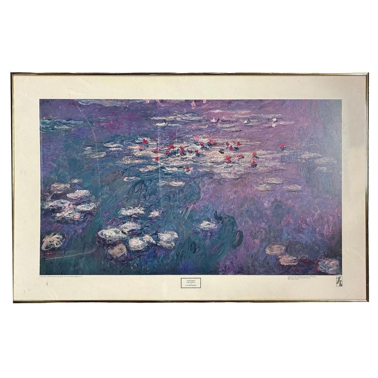 1979 Carnegie Institute "Nympheas" Lithograph Poster By Claude Monet Framed